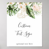 Gouden Tropische Loof Bloem Tekstbord op Maat Poster (Voorkant)