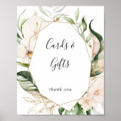 Gouden Tropische Loof Bloemkaarten en Cadeaus Poster (Voorkant)