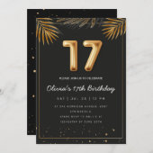 Gouden Tropische Palm Bladeren 17e Verjaardag Kaart (Voorkant / Achterkant)