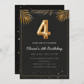Gouden Tropische Palm Bladeren 4e Verjaardag Kaart (Voorkant / Achterkant)