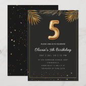 Gouden Tropische Palm Bladeren 5e Verjaardag Kaart (Voorkant / Achterkant)