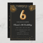 Gouden Tropische Palm Bladeren 6e Verjaardag Kaart (Voorkant / Achterkant)
