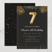 Gouden Tropische Palm Bladeren 7e Verjaardag Kaart (Voorkant / Achterkant)