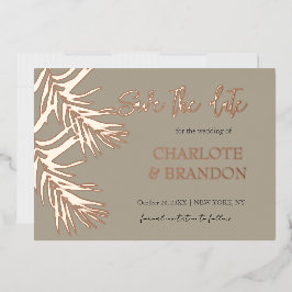 Gouden Tropische Palmblad Huwelijk Save The Date Folie Uitnodiging