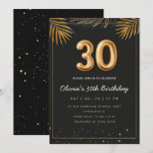 Gouden tropische palmbladeren 30e verjaardag kaart (Voorkant / Achterkant)