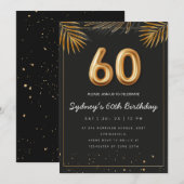 Gouden tropische palmbladeren 60e verjaardag kaart (Voorkant / Achterkant)