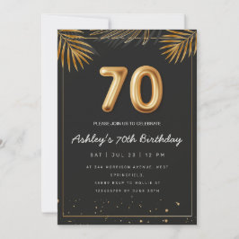 Gouden tropische palmbladeren 70e verjaardag kaart