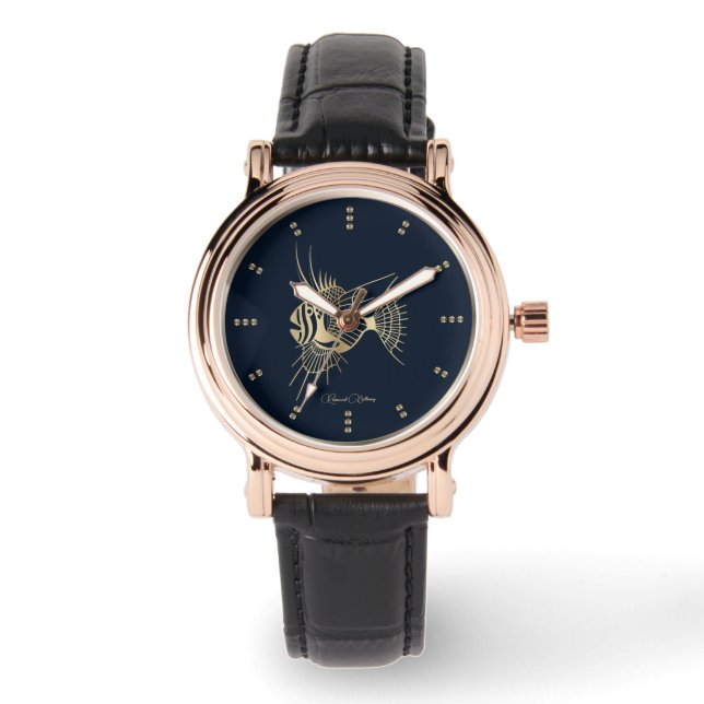 Gouden Tropische Vis Luxe Horloge (Voorkant)