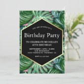 Gouden Tropische Waterverf verlaat verjaardagsfees Kaart (Staand voorkant)