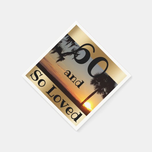 Gouden Tropische Zonsondergang 60e Verjaardagsfees Servet (Hoek)