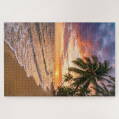 Gouden Tropische Zonsondergang Strand Puzzel (Horizontaal)