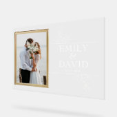 Gouden Trouw Kader Elegante Bloem Typografie Acryl Bord (Hoek)