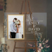 Gouden Trouw Kader Elegante Bloem Typografie Acryl Bord