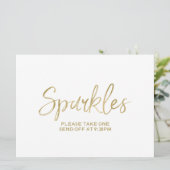 Gouden Trouw "Sparkles" Afscheidsbord Kaart (Staand voorkant)