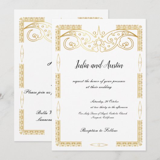 Gouden Trouw Uitnodiging (Voorkant / Achterkant)