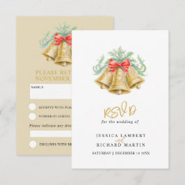 Gouden Trouwbellen Groen Loof Waterverf RSVP Kaartje