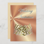Gouden Trouwbellen Trouw Uitnodiging (Voorkant / Achterkant)