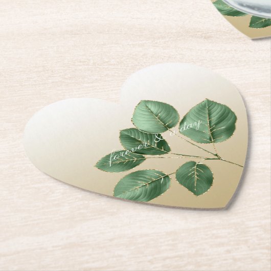 Gouden trouwbladeren kartonnen onderzetters (Gekanteld)