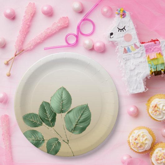 Gouden trouwbladeren papieren bordje (Feest)