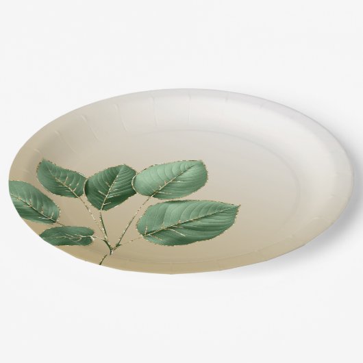 Gouden trouwbladeren papieren bordje (Gekanteld)