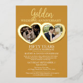 Gouden trouwdag 50e feest 6 foto's folie uitnodiging (Voorkant)