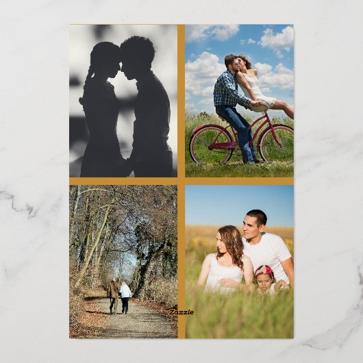 Gouden trouwdag 50e feest 6 foto's folie uitnodiging (Achterkant)