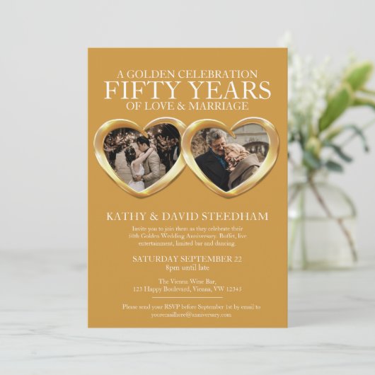 Gouden trouwdag 50e feest 6 foto's kaart (Staand voorkant)