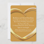 Gouden trouwdag hart 50 jaar gouden feest uitnodig kaart (Achterkant)