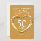 Gouden trouwdag hart 50 jaar gouden feest uitnodig kaart (Voorkant)