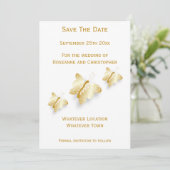 Gouden Trouwdag Save The Date Kaart Vlinders (Staand voorkant)