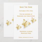 Gouden Trouwdag Save The Date Kaart Vlinders (Voorkant / Achterkant)