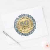 Gouden trouwdag witte diamanten en goud ronde sticker (Envelop)