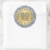Gouden trouwdag witte diamanten en goud ronde sticker (Tas)