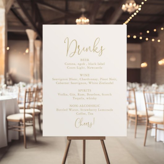 Gouden trouwdranken menu fancy script bord poster