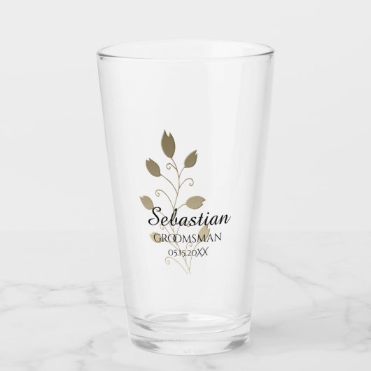 Gouden trouwgunst glas (Voorkant)