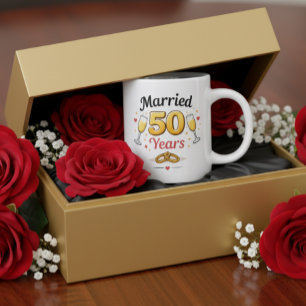 Gouden Trouwjubileum Koffiemok Cadeau Grote Koffiekop