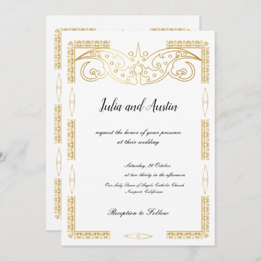 Gouden Trouwkaart Aankondiging (Voorkant / Achterkant)