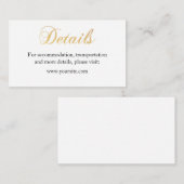 Gouden trouwkaart. Folie eenvoudige insert kaart (Voorkant / Achterkant)