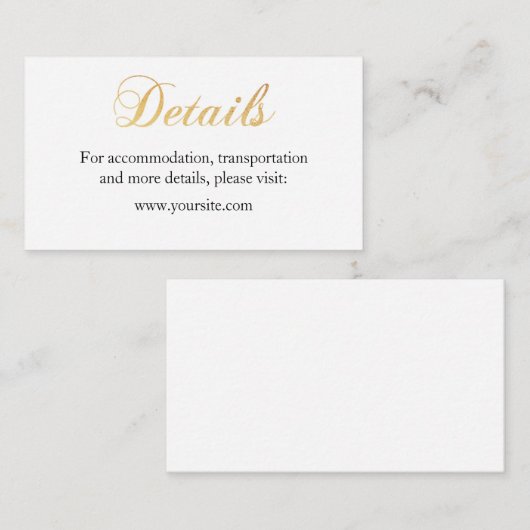 Gouden trouwkaart. Folie eenvoudige insert kaart (Voorkant / Achterkant)