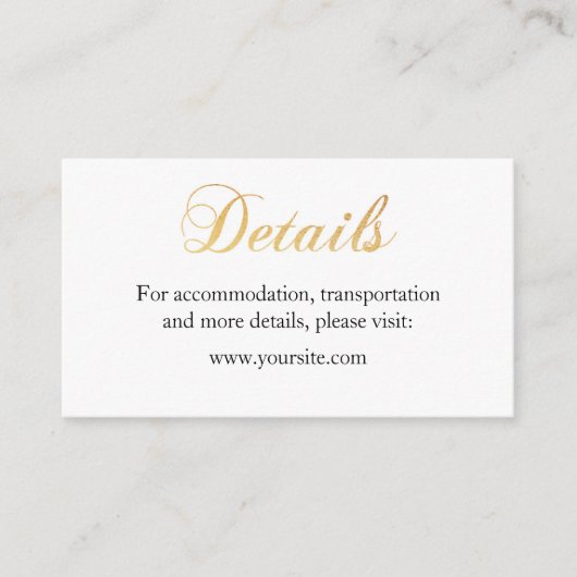 Gouden trouwkaart. Folie eenvoudige insert kaart (Voorkant)