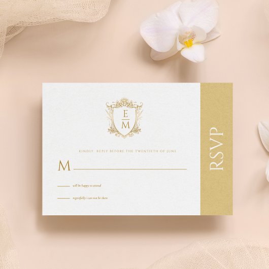 Gouden Trouwkam Custom Monogram RSVP-kaart Kaart