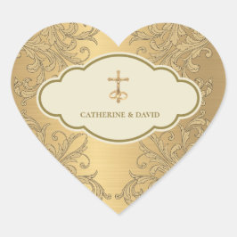 Gouden Trouwkruis Hart Sticker