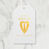 Gouden Trouwpak en Stropdas Groomsman Voorstel Cadeaulabels (Voorkant)