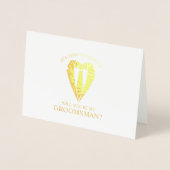 Gouden Trouwpak Gepersonaliseerde Groomsman Voorst Folie Kaarten (Voorkant)