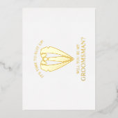 Gouden Trouwpak Gepersonaliseerde Groomsman Voorst Folie Uitnodiging (Voorkant)