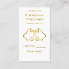 Gouden Trouwplaats Instelling Kaart Bells Ribbon Plaatskaartje