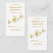 Gouden Trouwplaats Instelling Kaart Vlinders Desig Plaatskaartje (Voorkant / Achterkant)