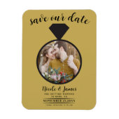 Gouden trouwring foto Save the Date Magneet (Verticaal)