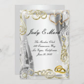 Gouden trouwringen en harten bruiloft menu Kaart (Voorkant / Achterkant)