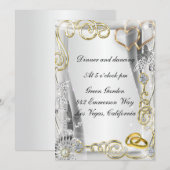 Gouden trouwringen en harten receptie Kaart (Voorkant / Achterkant)